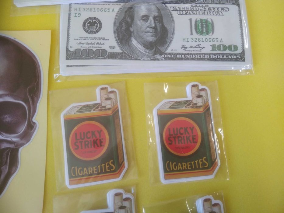 Наклейка на Авто 100 Долларов, Череп, Lucky Strike