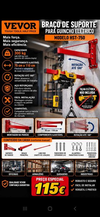 Braço Suporte Guincho. 115€. Oportunidades