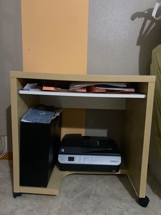 Light Brown Secretary Desk with Storage Compartments and Drawer64552975364865121