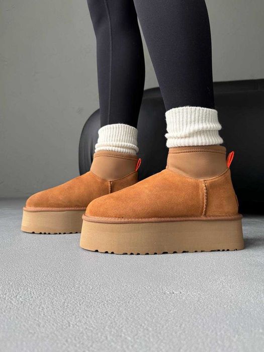 Уггі UGG Dipper Mini Beige Classic premium натуральні замша та хутро