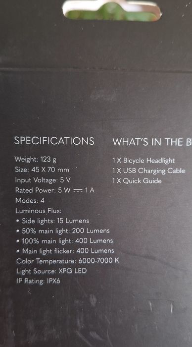 Lanterna de bicicleta nova recarregavel com sensor de luminosidade...
