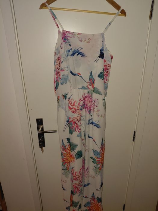 Vestido com motivos florais branco