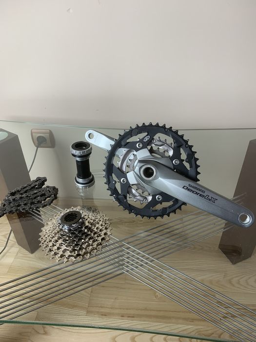 Korba shano deore LX + suport hollowtech + kaseta i łańcuch