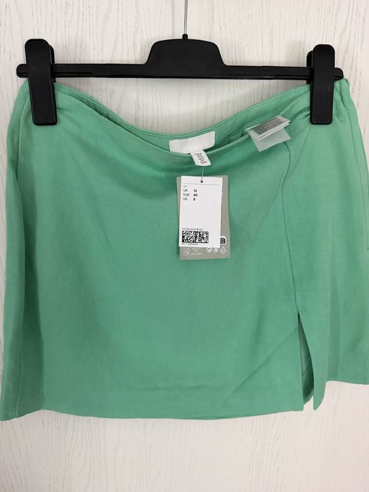 Zielona spodniczka nowa z metka len naturalny mini uniwersalna super sie prezentuje idealna na lato modna wakacje