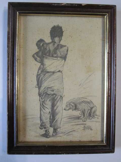 Hipólito Andrade desenho emoldurado étnico áfrica