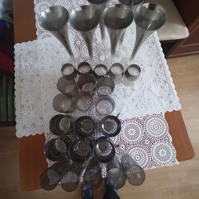 Zestaw  szkła dymnego srebrne