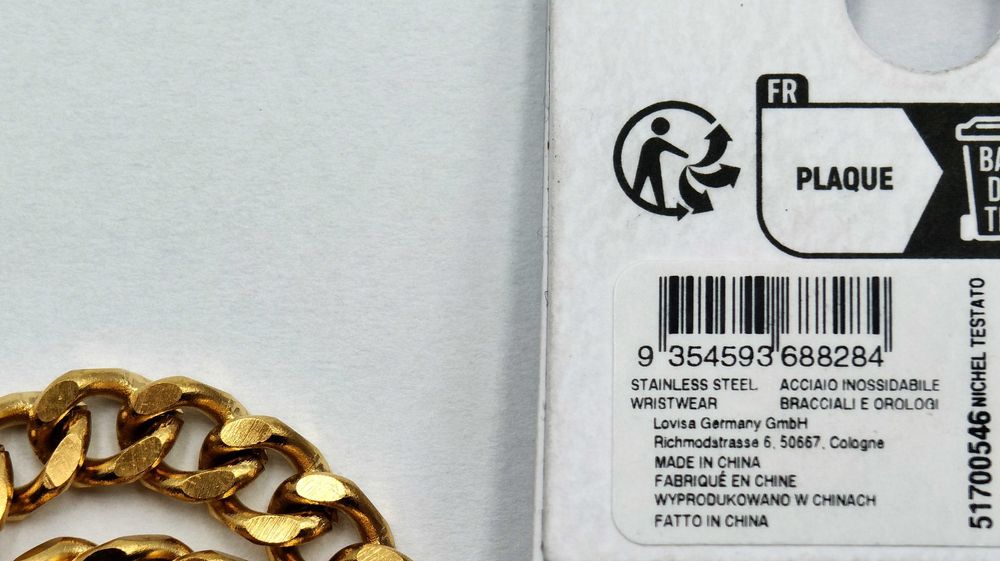 Nowy Łańcuszek Lovisa Pancerka Stal Chirurgiczna Pozłacany
