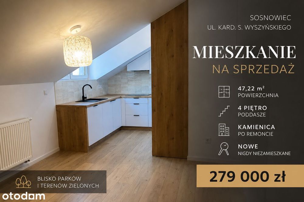 Nowe, designersko wykończone mieszkanie w centrum Sosnowca  47,22 m²