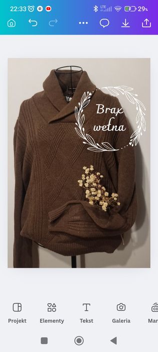 Sweter brąz mokka ze splotem wełna Brax