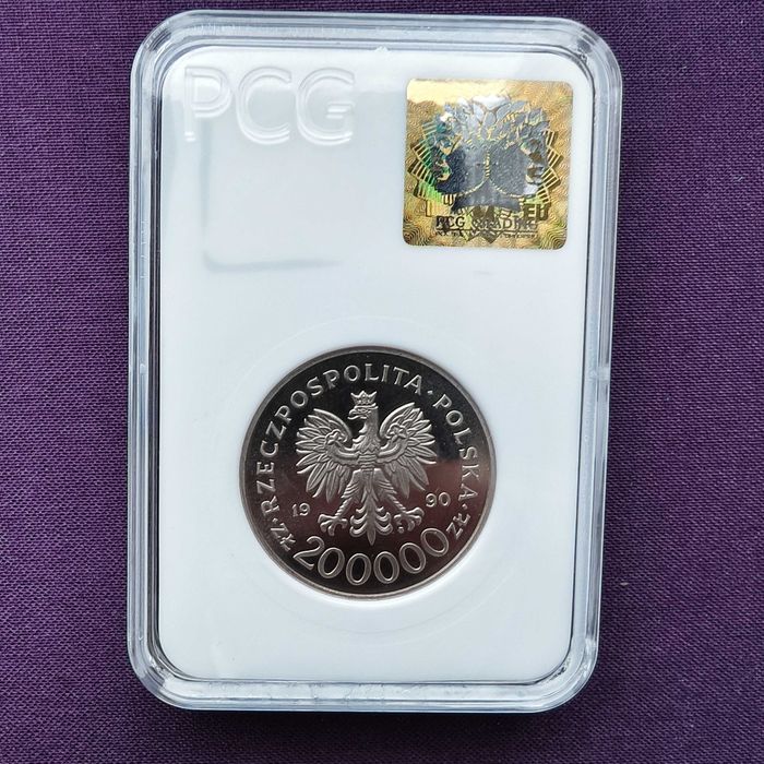 Solidarność - 1990 rok - 200000 zł - nikiel - moneta próbna - PR70