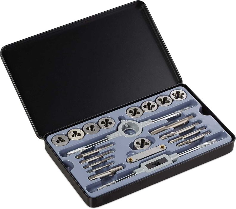 Relaxdays Gwintownik M3 – M12, 9 narzynek i gwintownik (A6)