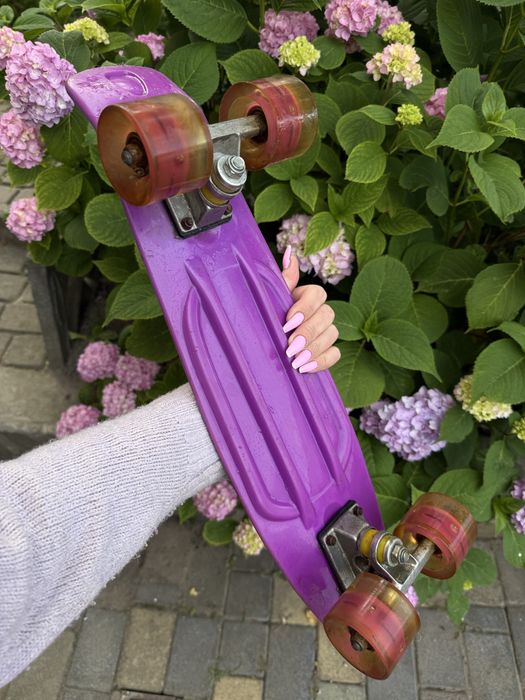 Скейт Пенні борд Penny board з малюнком для дітей і підлітків Фіолетовий