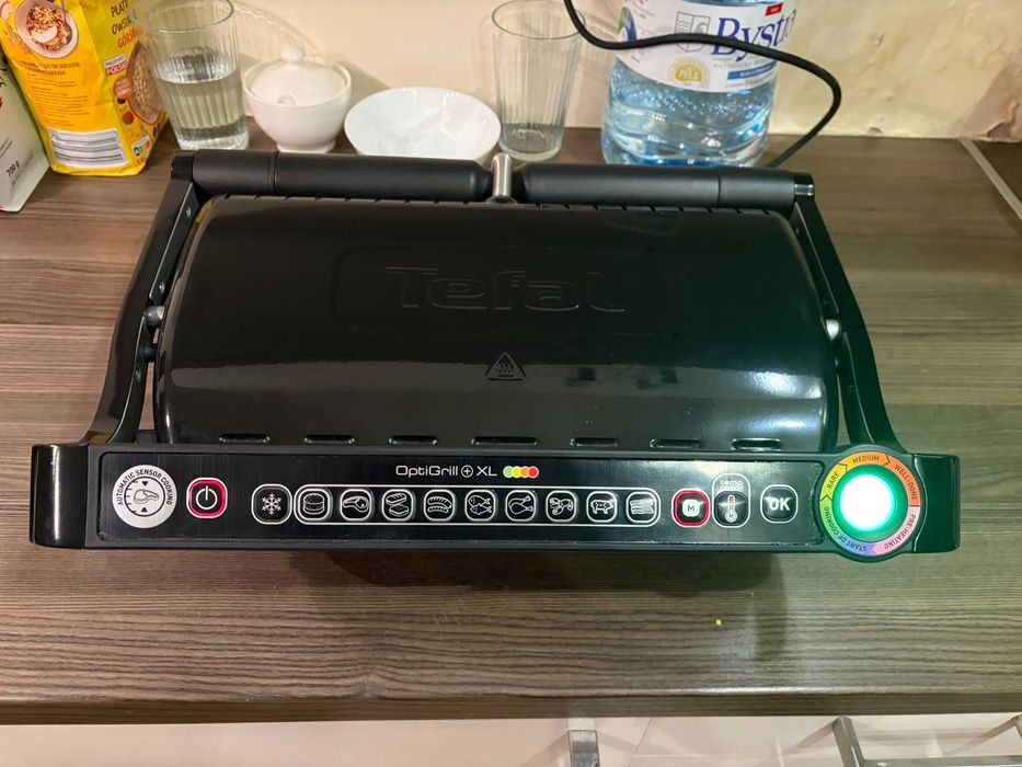 Grill elektryczny Tefal OptiGrill+ XL GC7228 — 2000 W, 9 programów, stan bdb+