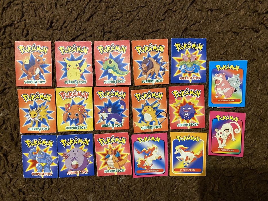 Карточки Flinstone, Pokemon и другие.