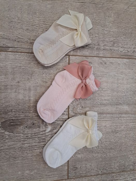 Skarpetki dziewczęce z kokardką - zestaw 3 pary