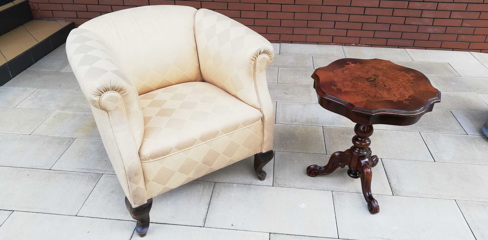 fotel stylowy Chesterfield stylowy noga gięta ludwik komoda szafka sto