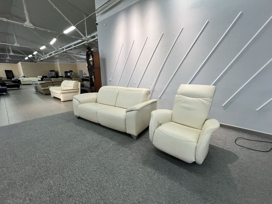 Диван шкіряний електро реклайнер крісло релакс