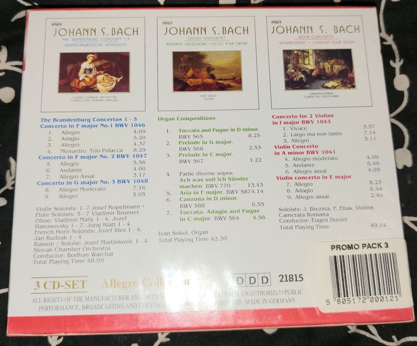 Caixa 3 CDs Johann Sebastian Bach - Famous Works / Allegro Collection (Selado)