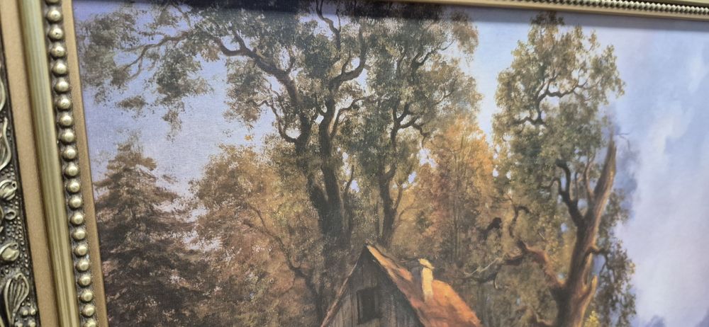 Krajobraz Druk na desce w pięknej ozdobnej ramie