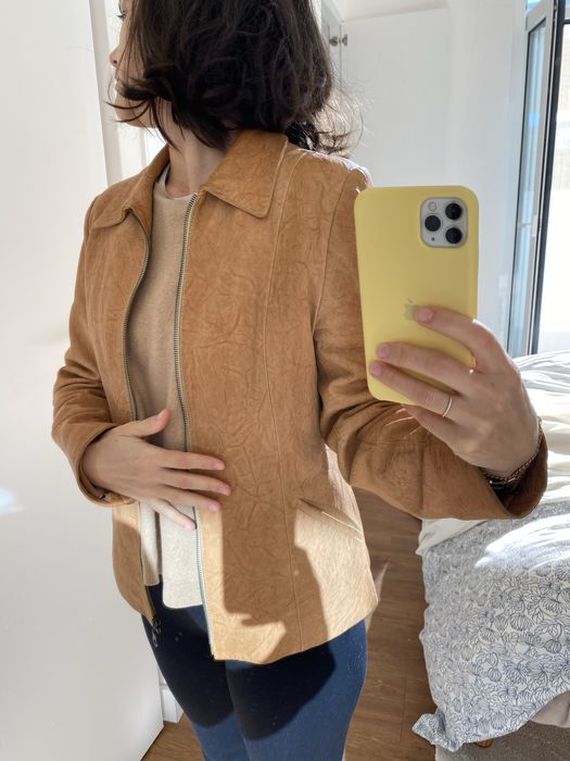 Casaco de pele castanho