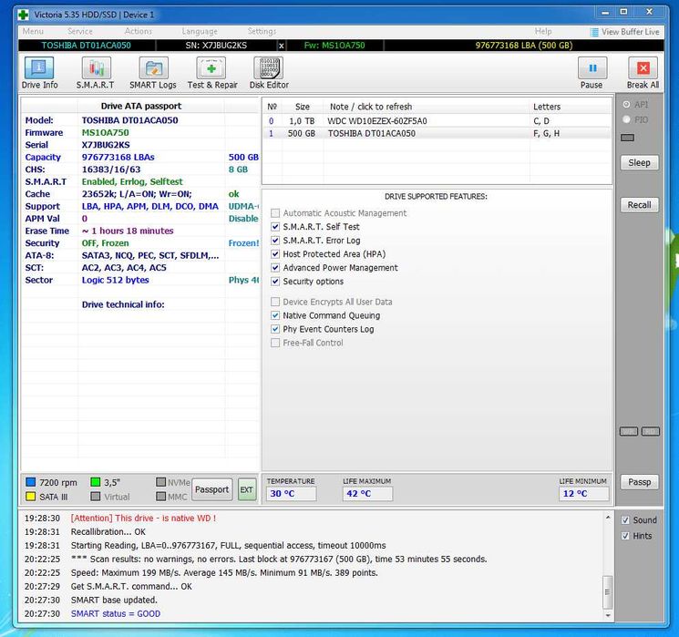 Продам жесткий диск HDD 500 gb Toshiba ( 10-2017)