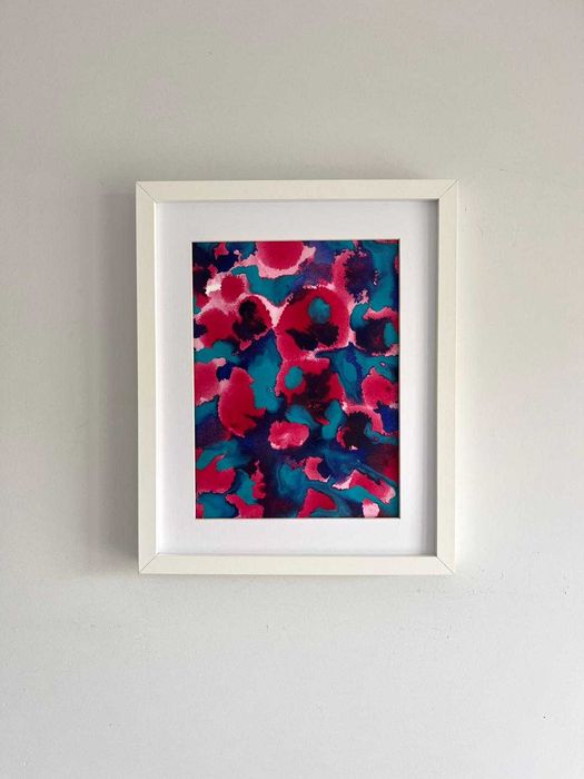 Quadro - Pintura abstrata em acrílico com moldura