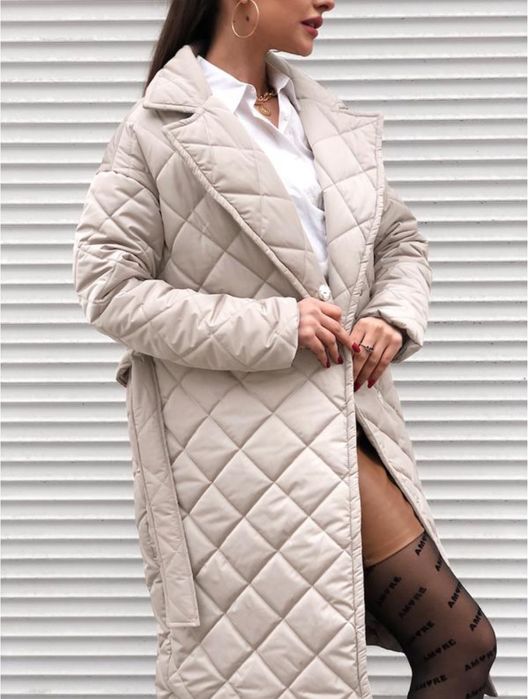 Стьобане пальто на запах (пуховик)