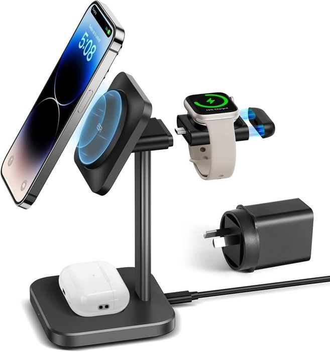 Бездротовий зарядний пристрій ESR Qi2 3-in-1 Wireless Charging Set,  для одночасного заряджання трьох пристроїв Apple