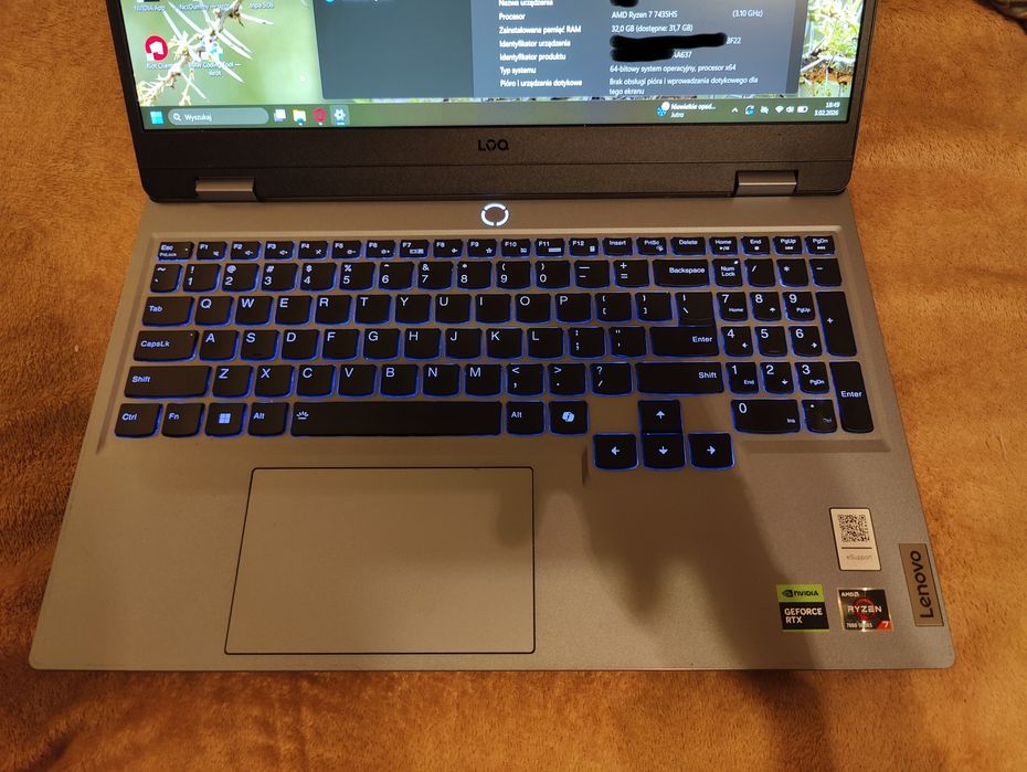 Lenovo LOQ 15ARP9 ryzen7/ 32gb ram/ 2tb SSD/rtx4060
