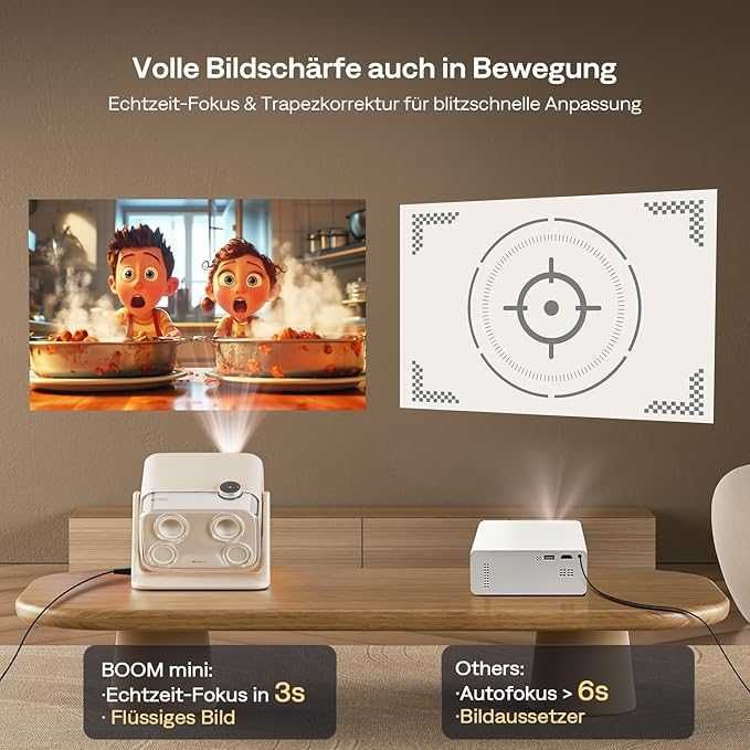 inteligentny projektor Aurzen Boom Mini 4 w 1   z Google TV, 4K