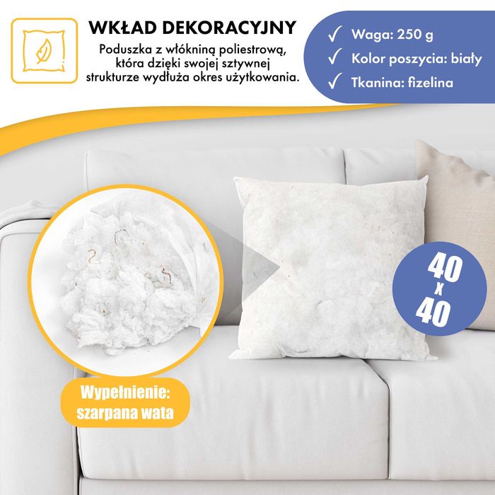 Poduszka / Wkład dekoracyjny 40x40cm Producent, cena hurtowa za 8 szt.