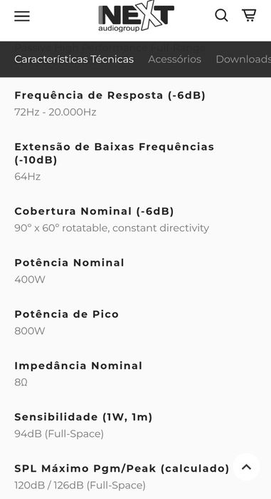 Colunas Tops Next Pro Audio X08