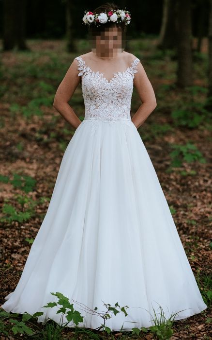 Suknia ślubna 34 akemi gala muślin, na niską osobę