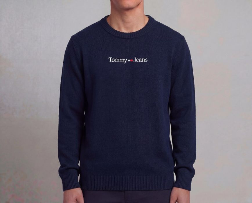 Tommy Jeans Granatowy Sweter Z Mieszanki Materiałów L