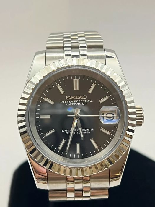 SEIKO MOD DATEJUST Czarny Black Jubilee Custom NOWY