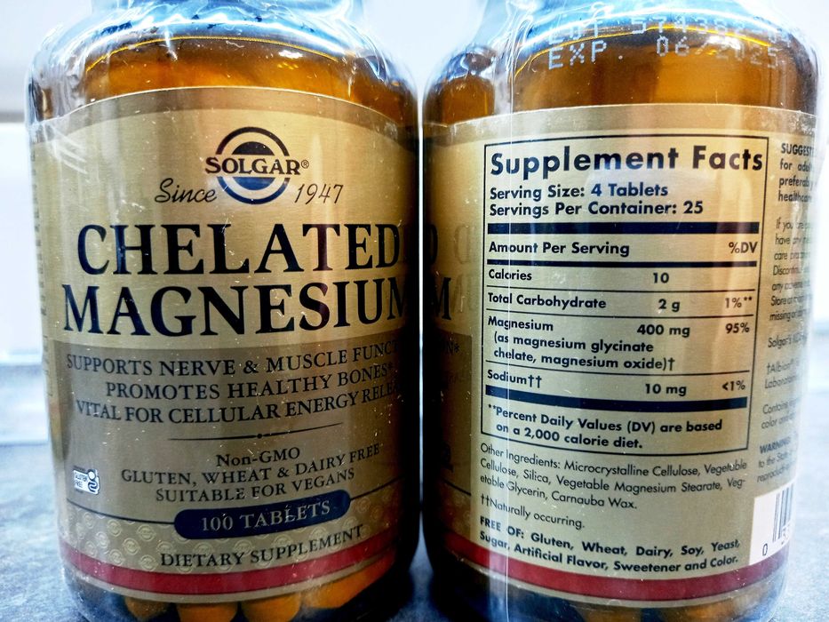 Solgar, Magnesium Chelated (100 таб.), хелатный магний, магній