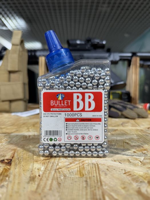 Пластикові кульки 1000шт  розміром 6мм в срібному кольорі