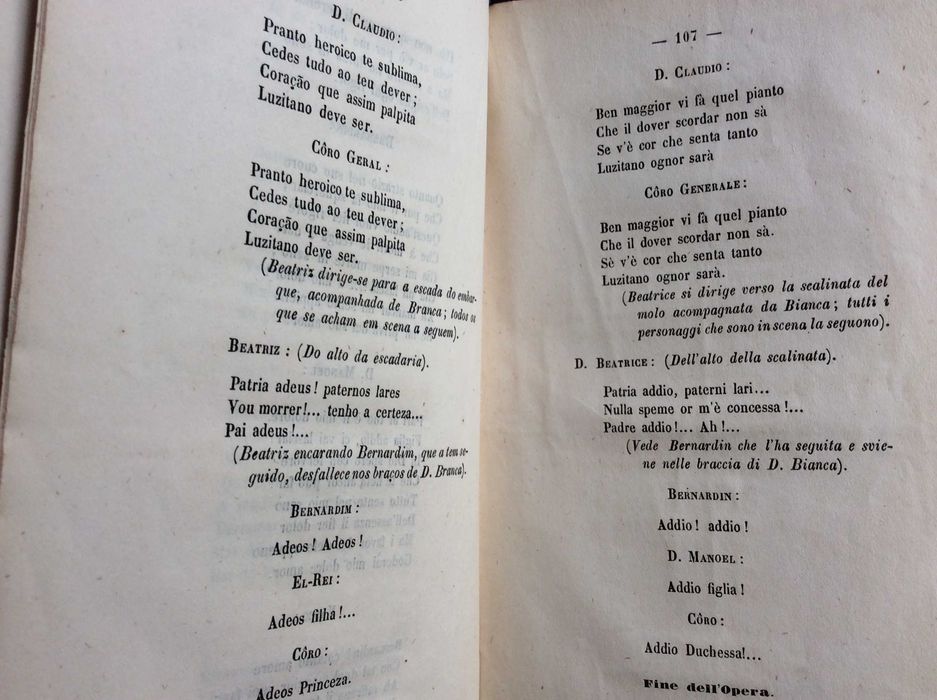 Beatriz de Portugal. Drama lyrico em 4 actos. Por Francisco de Sá Noronha, 1862. 1.ª edição. Raro