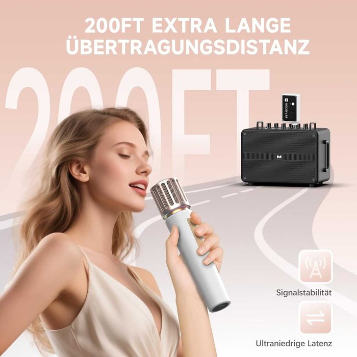 Mikrofon bezprzewodowy ładowany 60m Karaoke mini jack 2szt