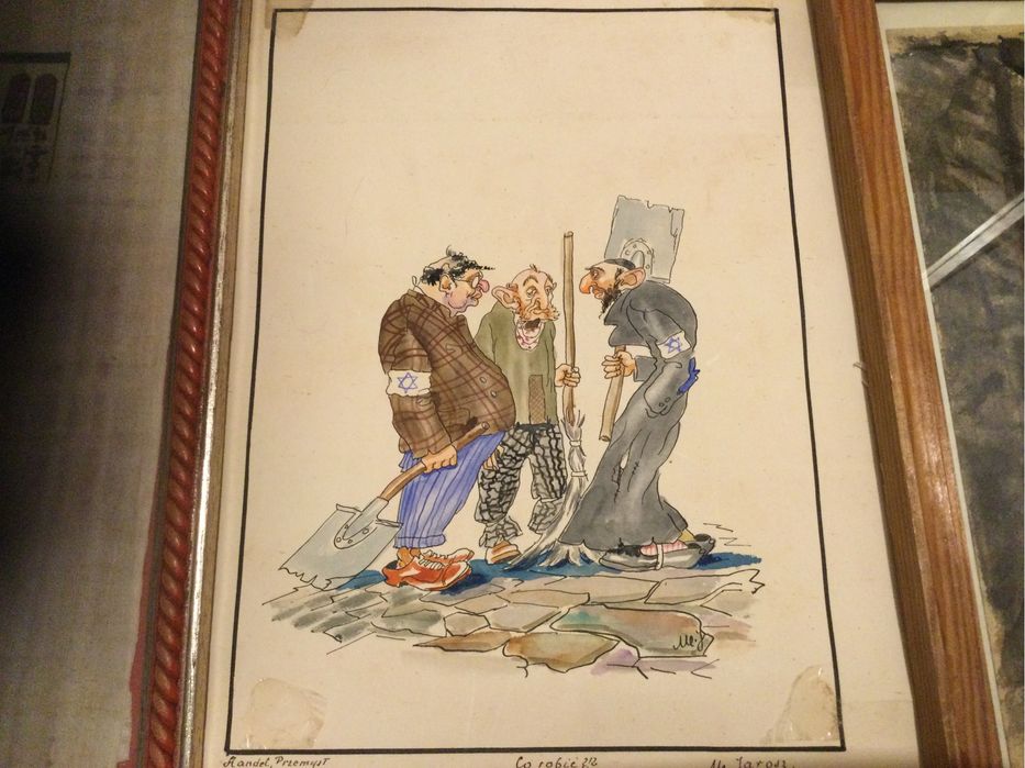 Satyra okupacyjna 1942 r,grafika,akwarela,wojna,okupacja,obraz,unikat