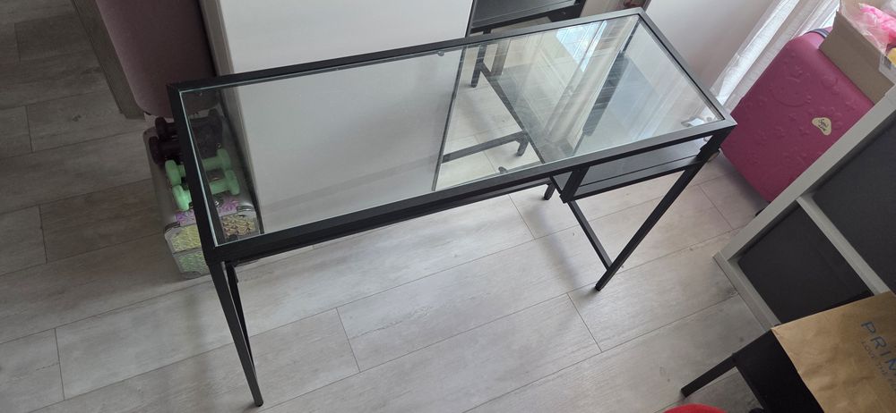 VITTSJO IKEA biurko Stolik na laptop czarnobrąz / szkło 100x36 cm