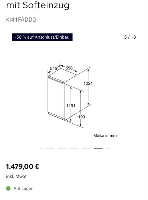 Вбудований холодильник Siemens ki41fadd0 iQ700