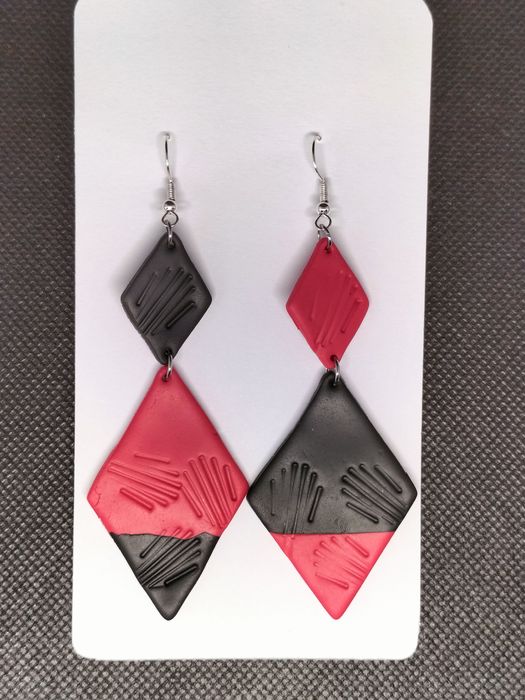 Kolczyki 2 romby z gliny polimerowej