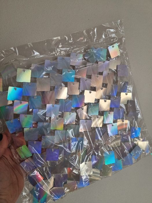 Panele cekinowe srebrne tęczowe