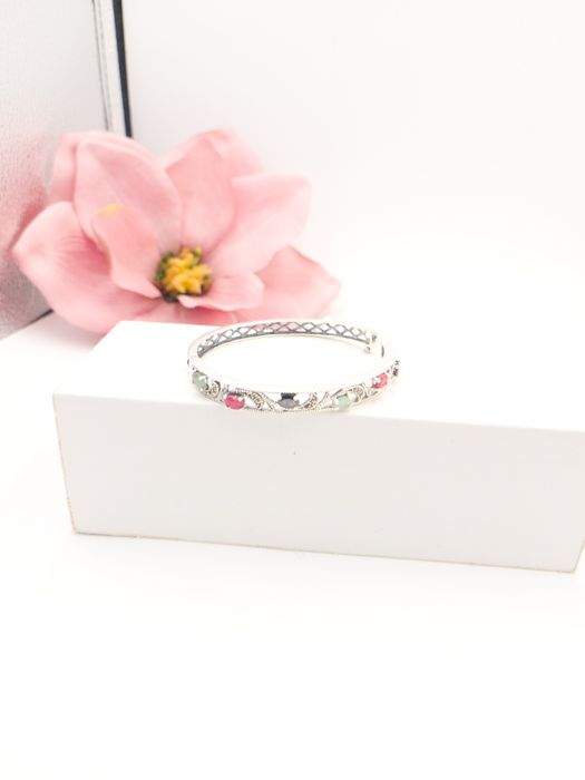 Srebrna bransoleta pr 925 z naturalnymi kamieniami nowe