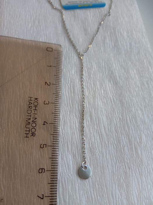Серебряное колье с монеткой цепочка с подвесом кулоном родированное 45