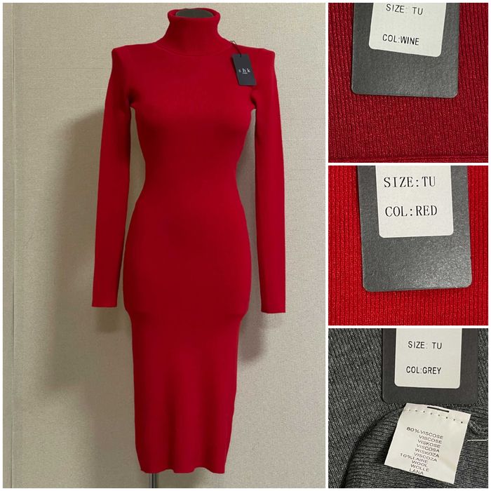 Облягаюча,ефектна сукня-гольф у мікро рубчик, віскоза, вовна,на XXS-M