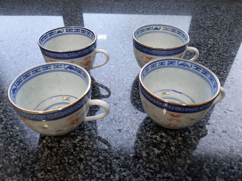 Conjunto de chá de porcelana chinesa "bago de arroz"