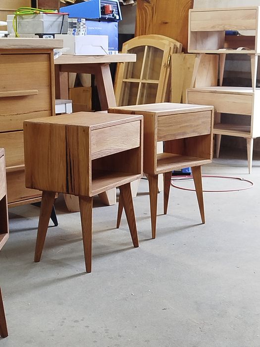 Szafka nocna dębowa 100% drewno mid-century