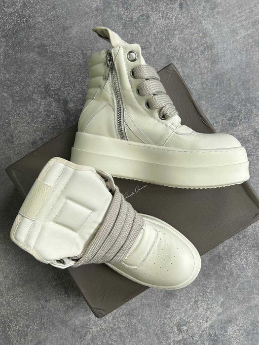 Rick Owens Geobasket double bumper jumbo laces білі кеди кеды белые